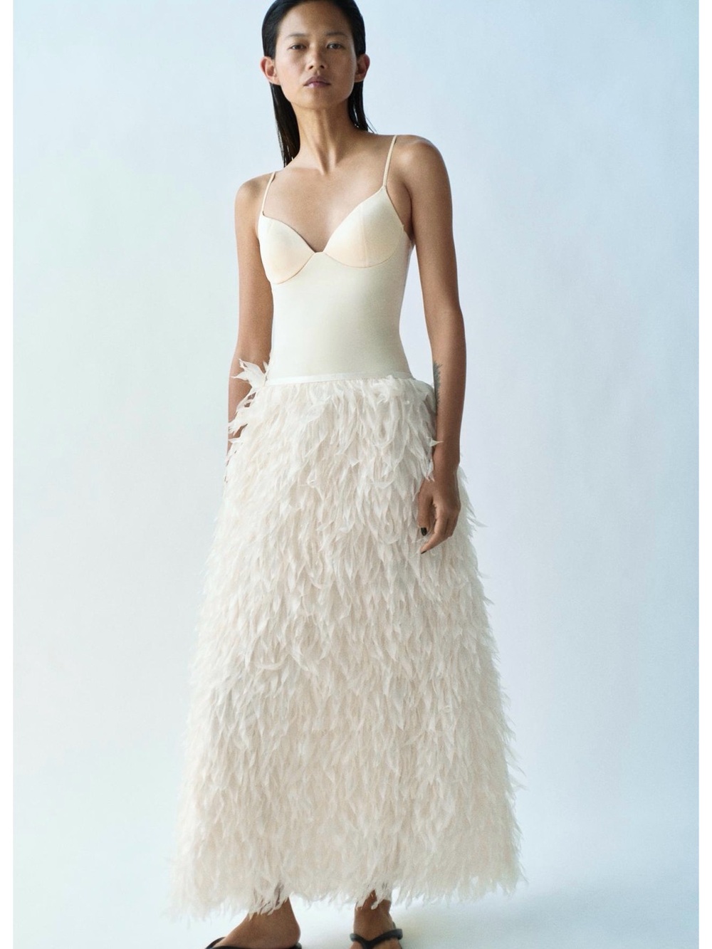 NWT| Zara Feather Maxi Skirt